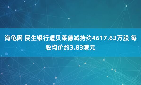 海龟网 民生银行遭贝莱德减持约4617.63万股 每股均价约3.83港元